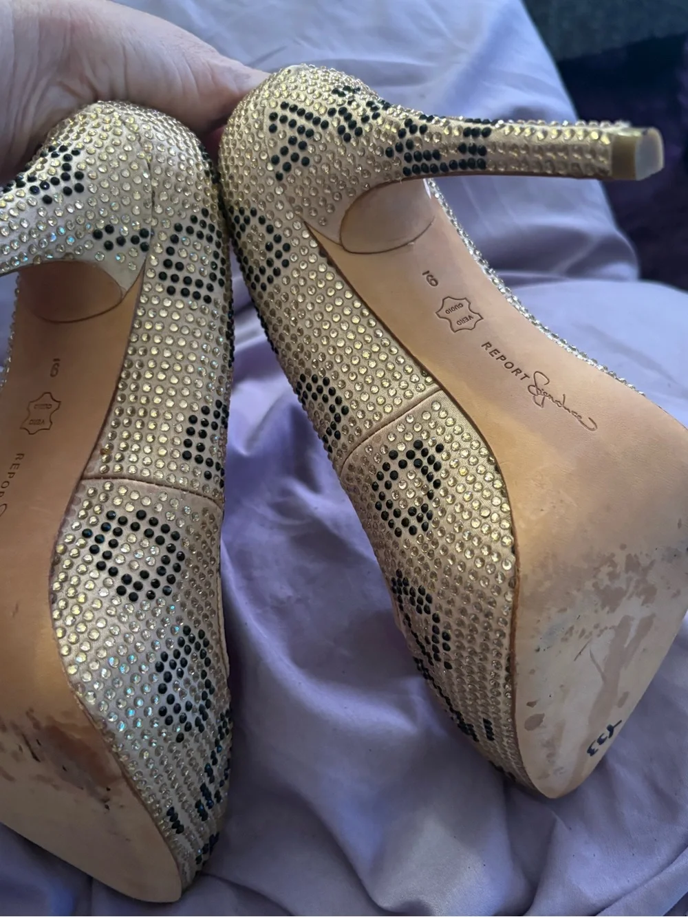 Embellished Blush High Heel Pumps with Rhinestone Detail
